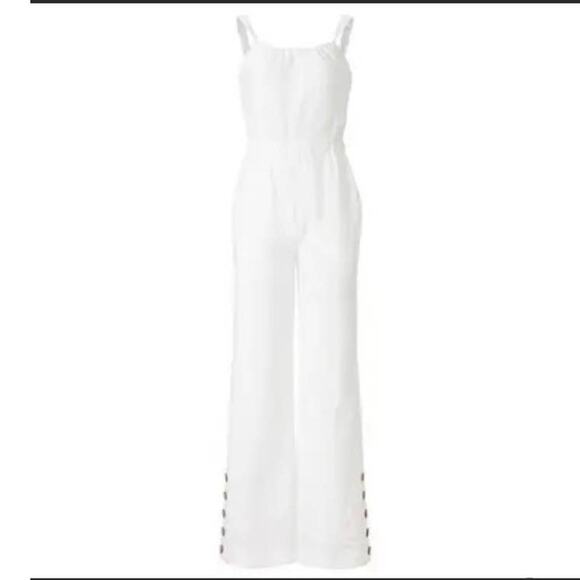 Jonathan Simkhai Serenity White Rayon/Nylon Halter Jumpsuit Size Small - Picture 13 of 13